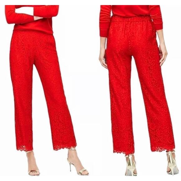 J.Crew Easy Pant in Lace Red Women’s Size 8 Cropped - Picture 1 of 6